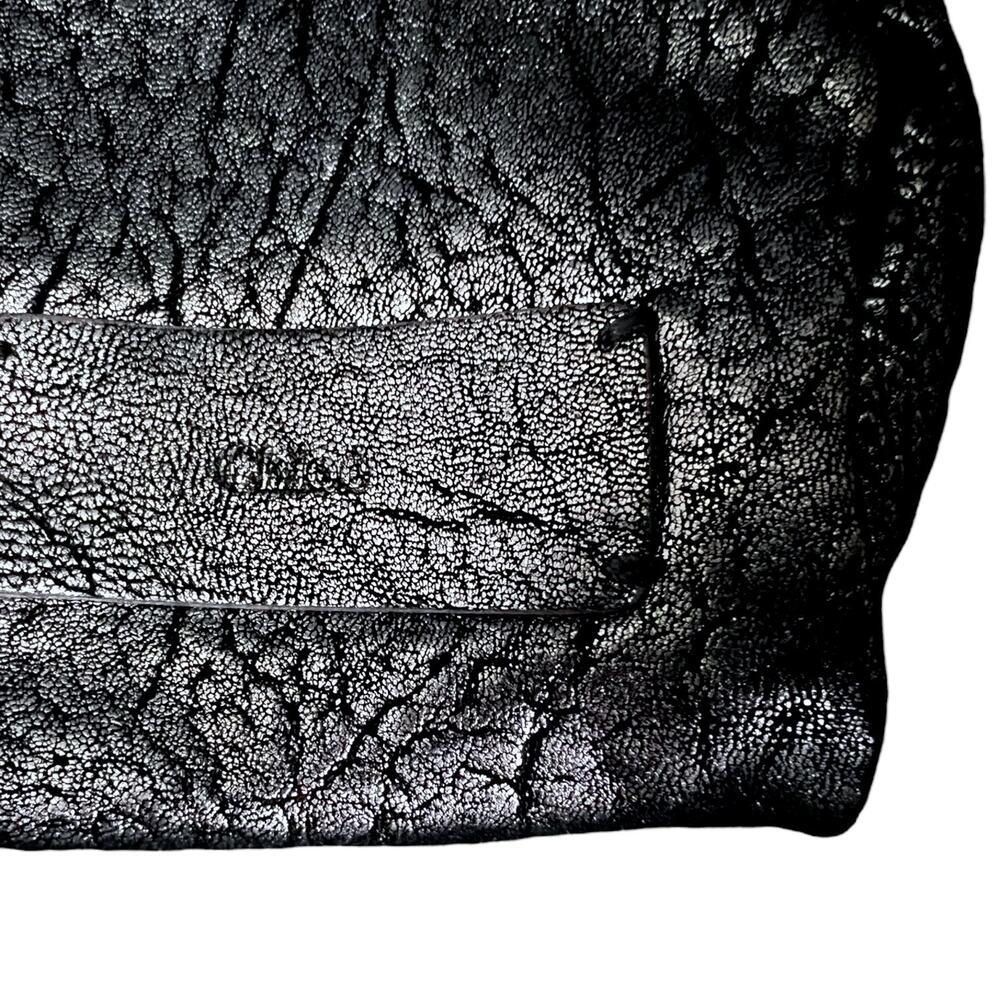 Chloe Lucite Handle Silver Leather Clutch Handbag Vintage Y2K $1,495 Retail Lux - Picture 4 of 13
